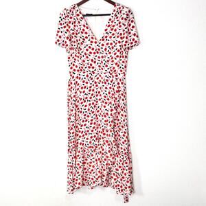 Talbots Floral Maxi Dress Size 4 Feminine Classic Red White Polka Dot
